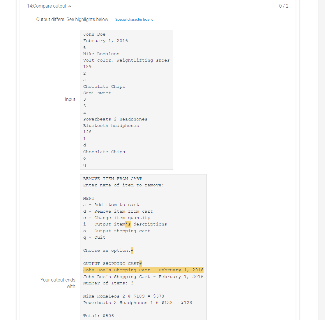 Solved 14.5 LAB*: Program: Online shopping cart (Part | Chegg.com