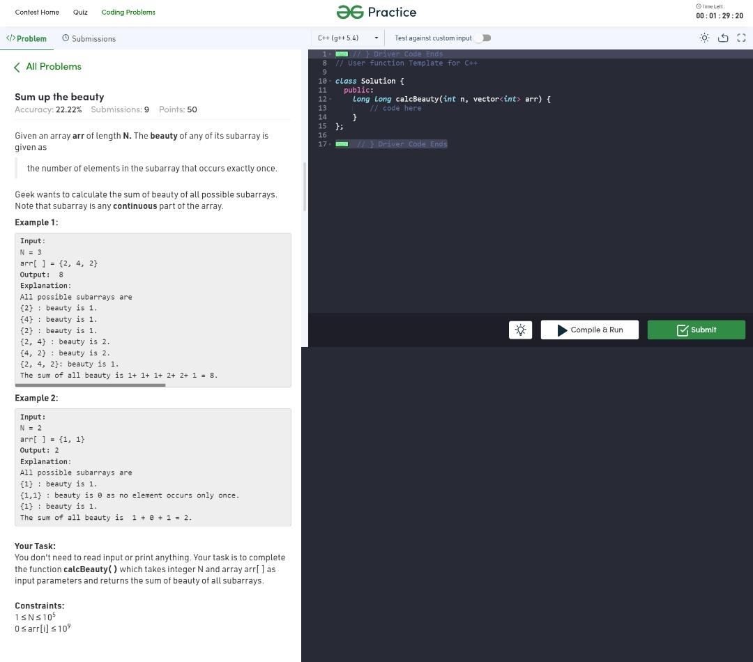 Contest Home Quiz Coding Problerns \> Problem (1) | Chegg.com