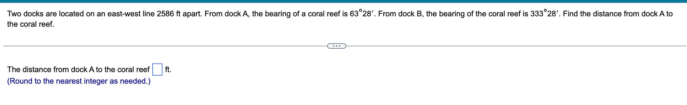 Solved Two Docks Are Located On An East-west Line 2586ft 