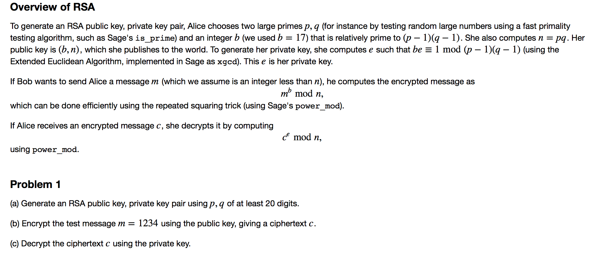 Solved Overview Of Rsa To Generate An Rsa Public Key Chegg Solved Overview Of Rsa To Generate An Rsa Public Key Chegg