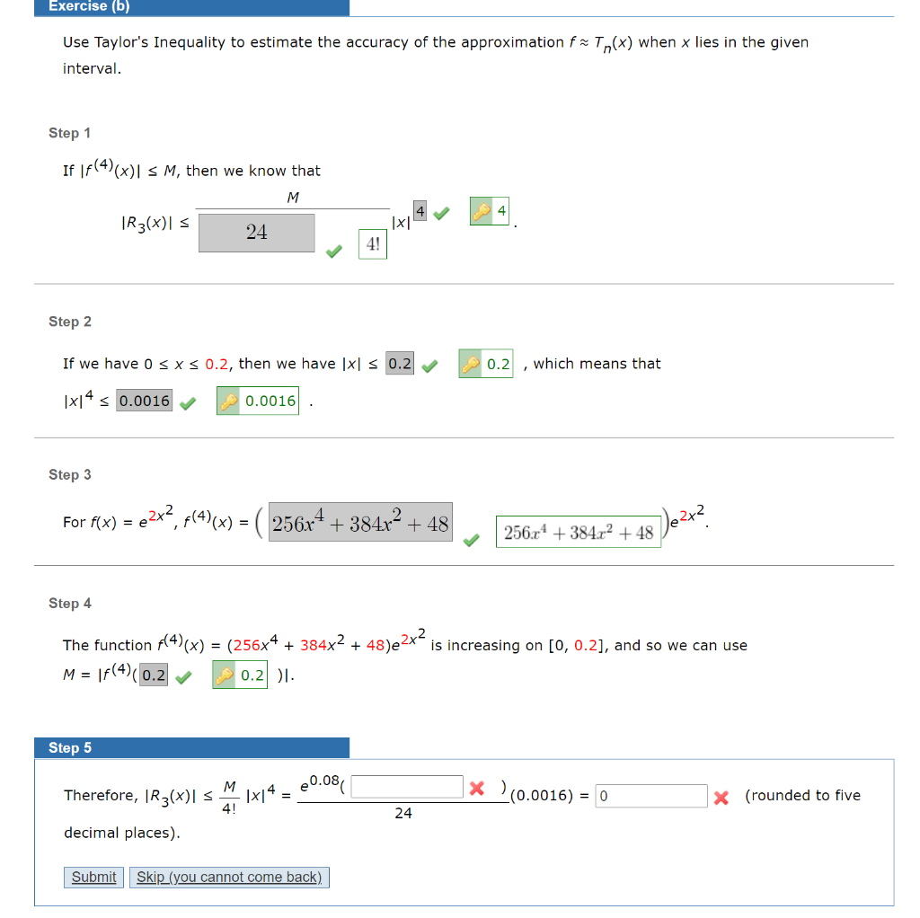 Solved Exercise (6) Use Taylor's Inequality To Estimate The 