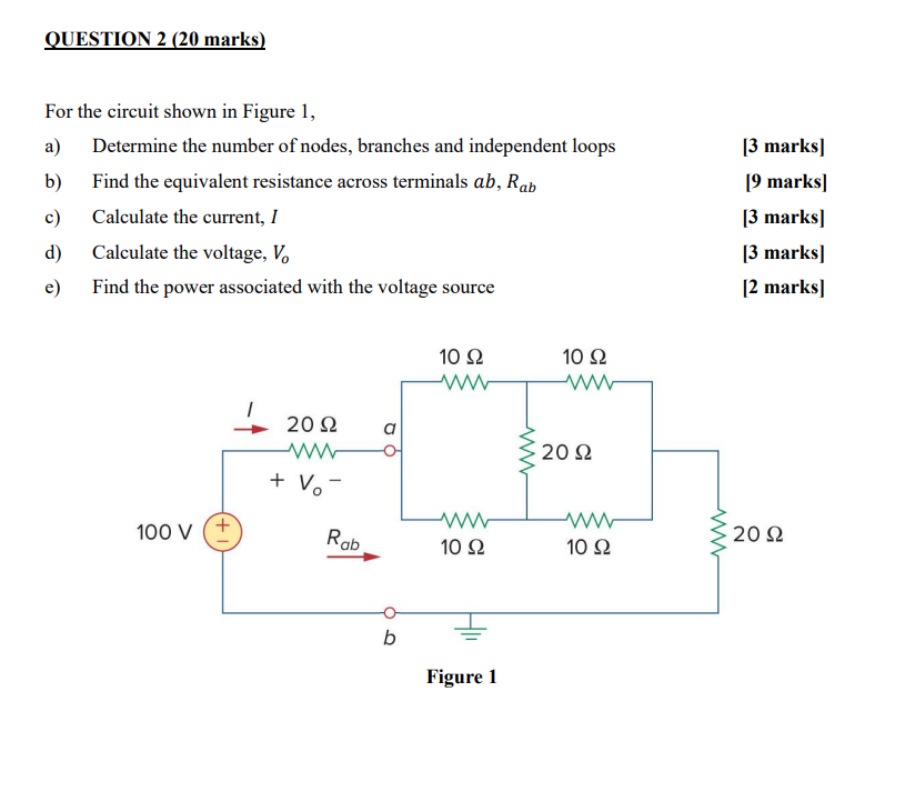 Solved QUESTION 2 (20 marks) For the circuit shown in Figure | Chegg.com