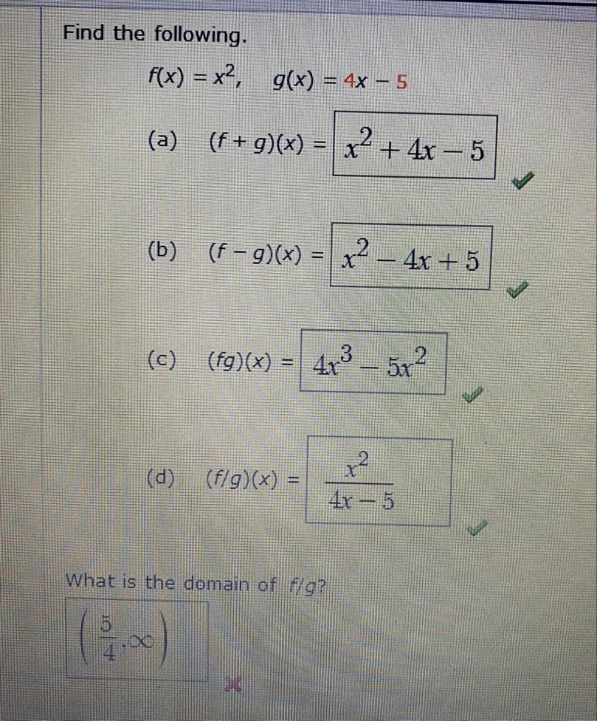 Solved Exercise (b) Find (f − g)(x). Step 1 The difference | Chegg.com
