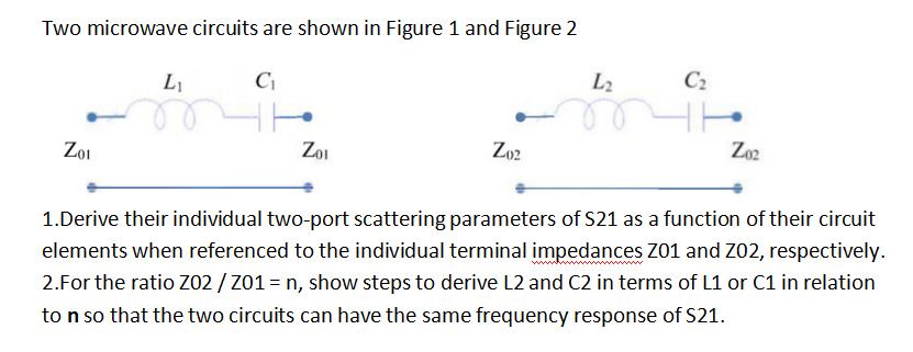 Two microwave circuits are shown in Figure 1 and | Chegg.com