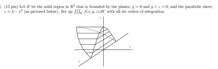 Solved 1. (15 pts) Let E be the solid region in R* that is | Chegg.com