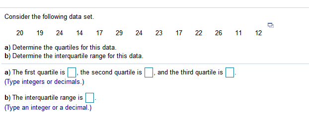 Solved Consider the following data set. 20 19 24 14 17 29 24 | Chegg.com