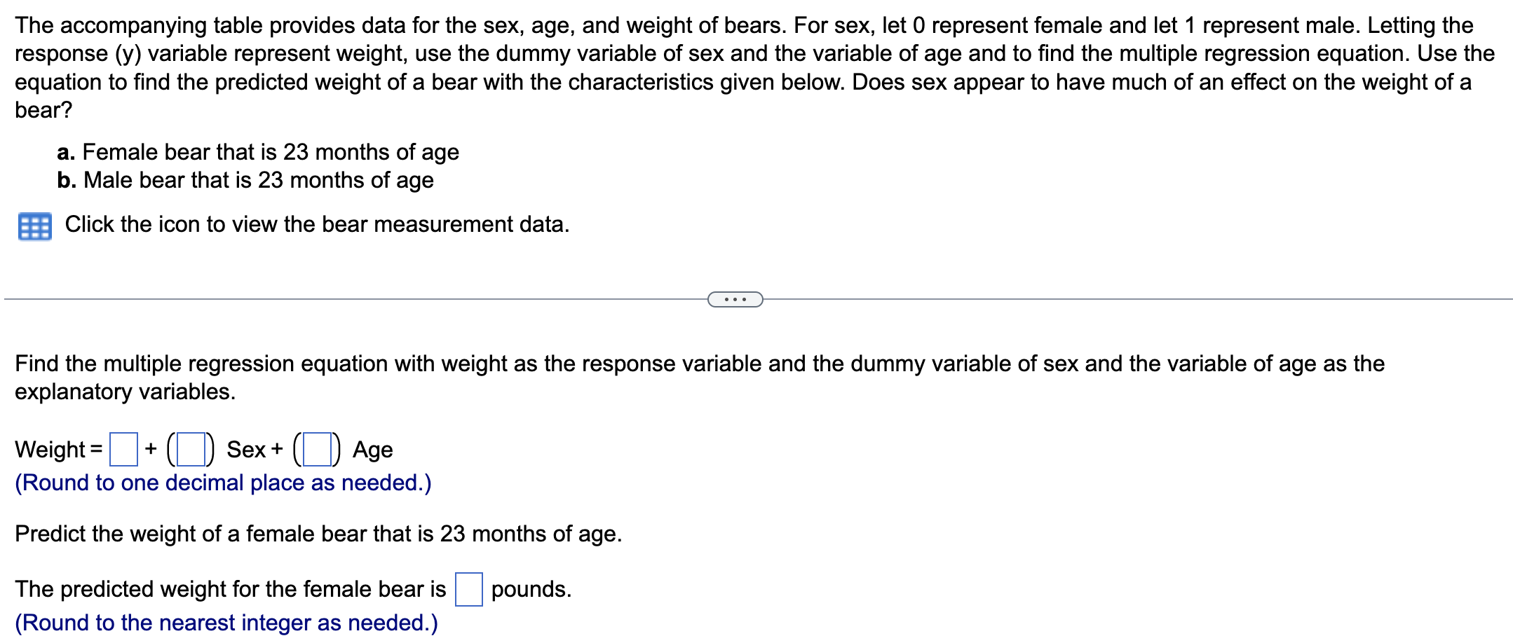 Solved The accompanying table provides data for the sex, | Chegg.com