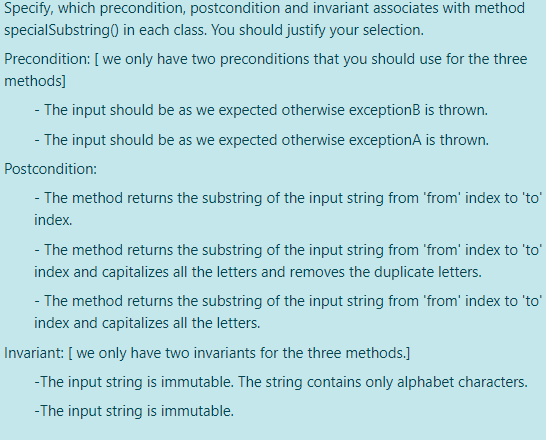 Solved A set of invariants, preconditions and postconditions | Chegg.com