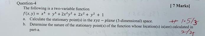 Solved Question-4 [ 7 Marks The following is a two-variable | Chegg.com