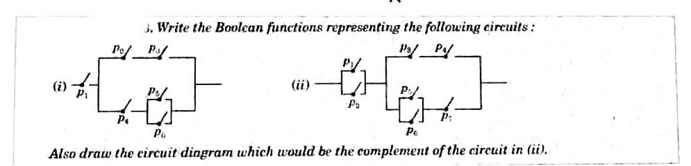 3. Write the Boolean functions representing the following circuits :