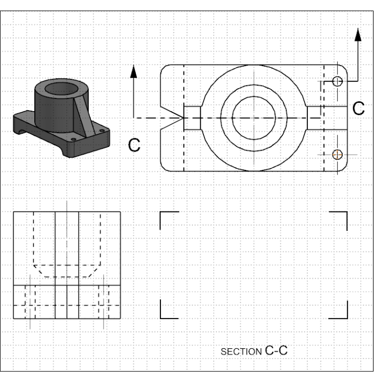 Solved Draw the section view in the space provided. Use | Chegg.com