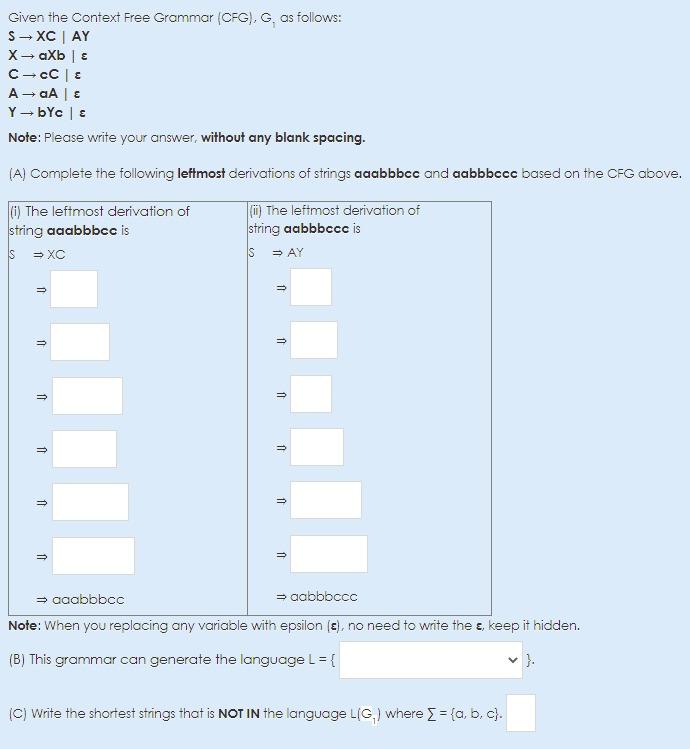 Solved Given The Context Free Grammar (CFG), G, As Follows: | Chegg.com