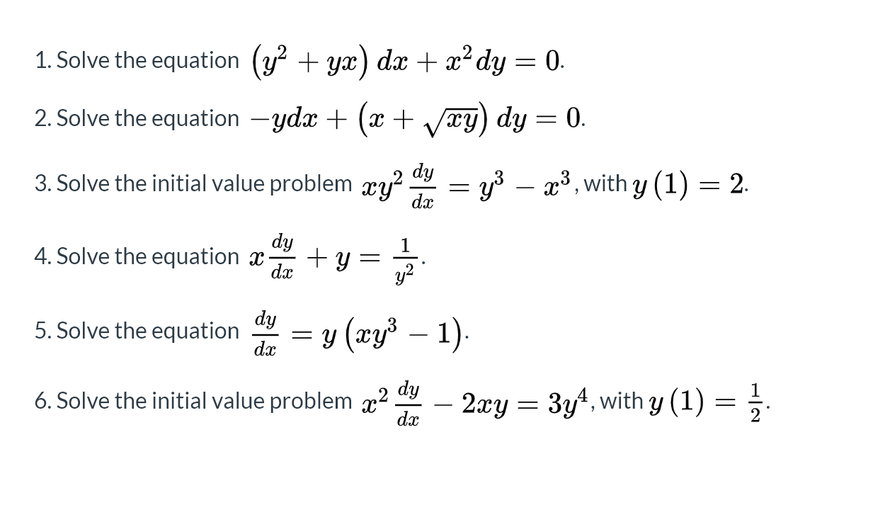 solve x 2 dy yx ydx 0