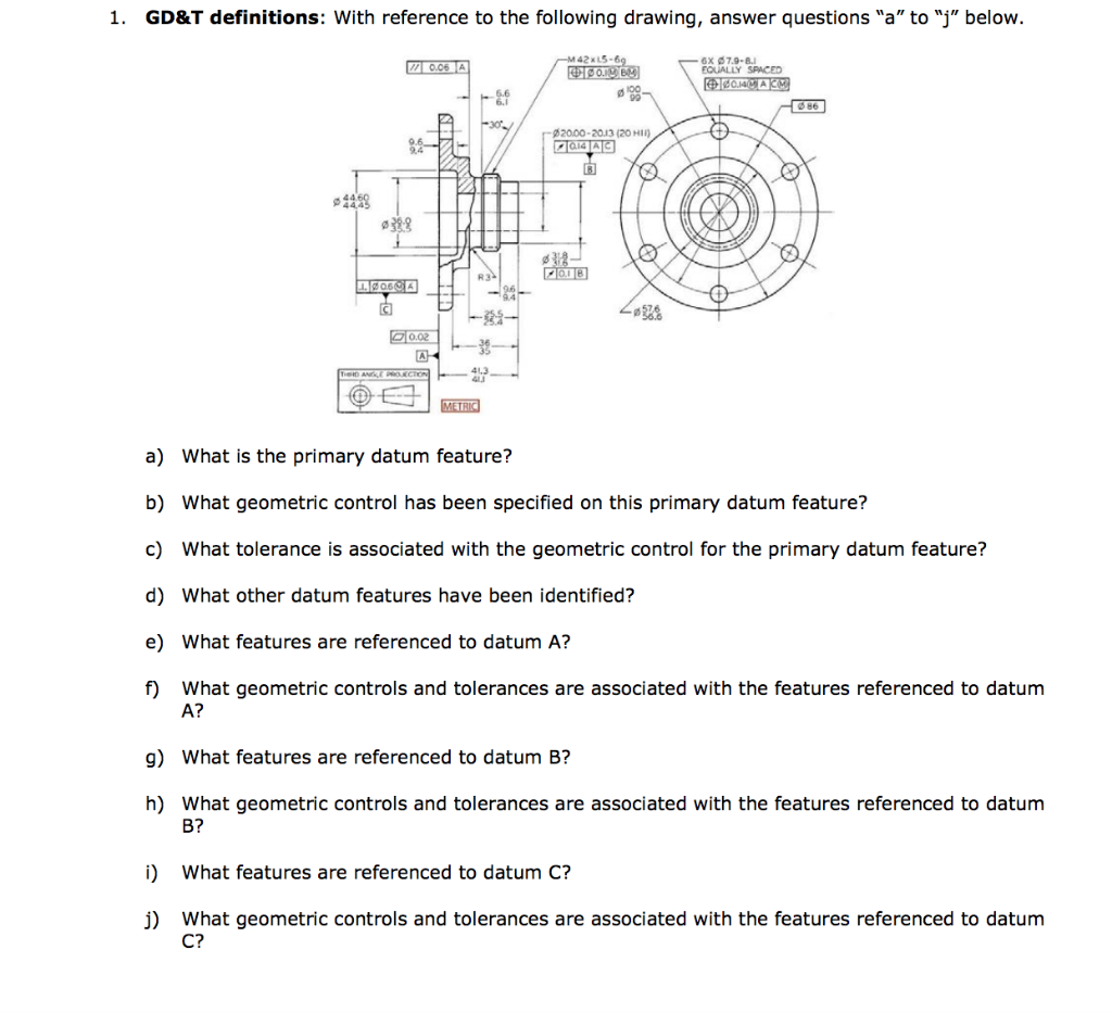 Solved 1. GD&T definitions: With reference to the following | Chegg.com