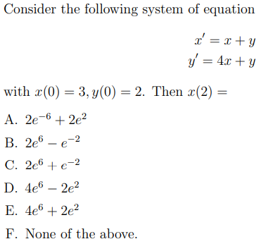 Solved Consider the following system of equation | Chegg.com