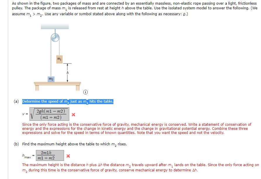 Solved As shown in the figure, two packages of mass and are | Chegg.com