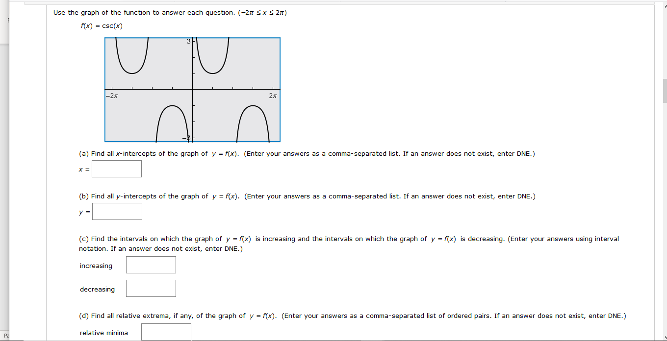 Solved Use the graph of the function to answer each | Chegg.com