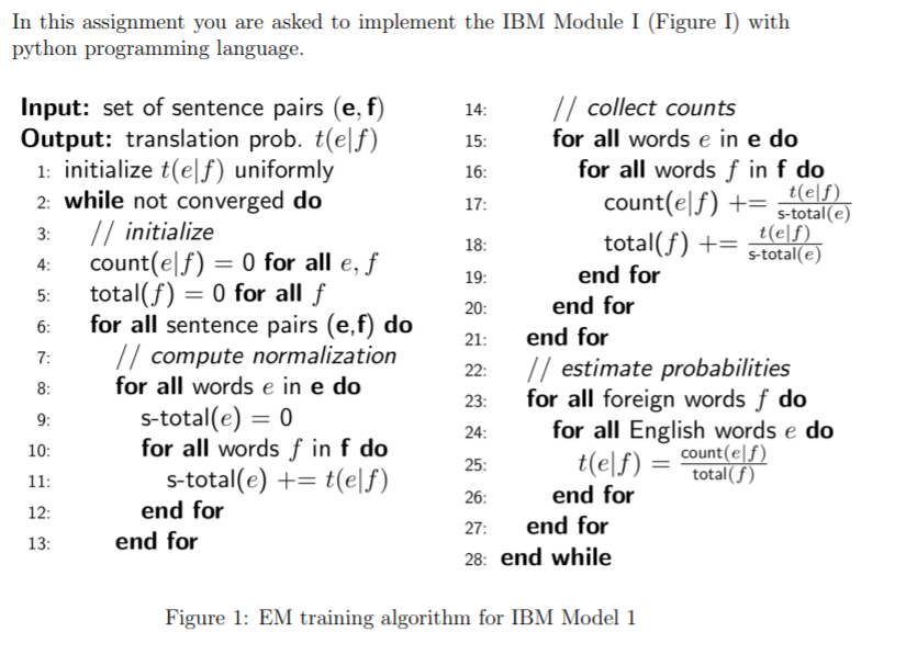 In this assignment you are asked to implement the IBM | Chegg.com