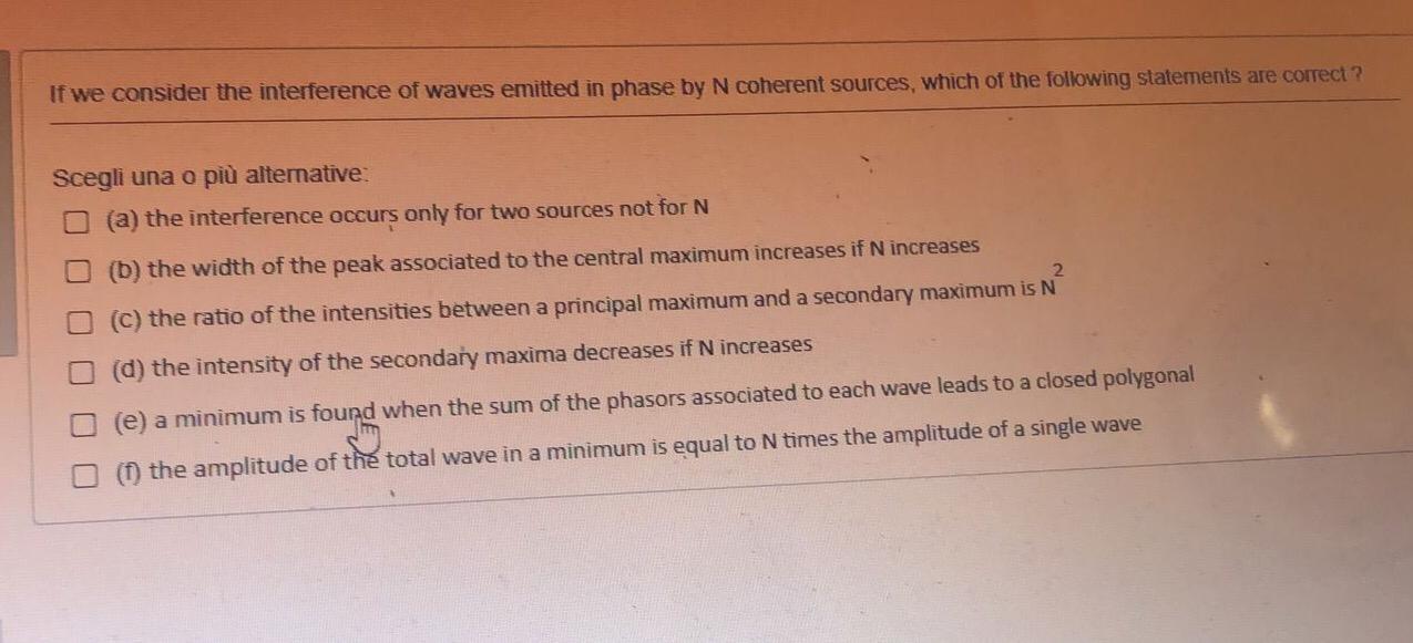 Solved If we consider the interference of waves emitted in | Chegg.com