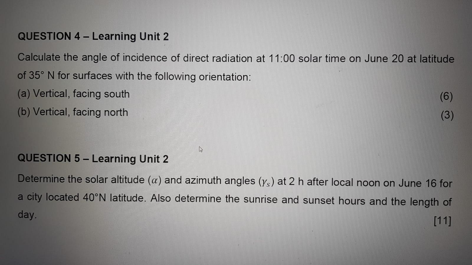 Solved QUESTION 4 - Learning Unit 2 Calculate the angle of | Chegg.com