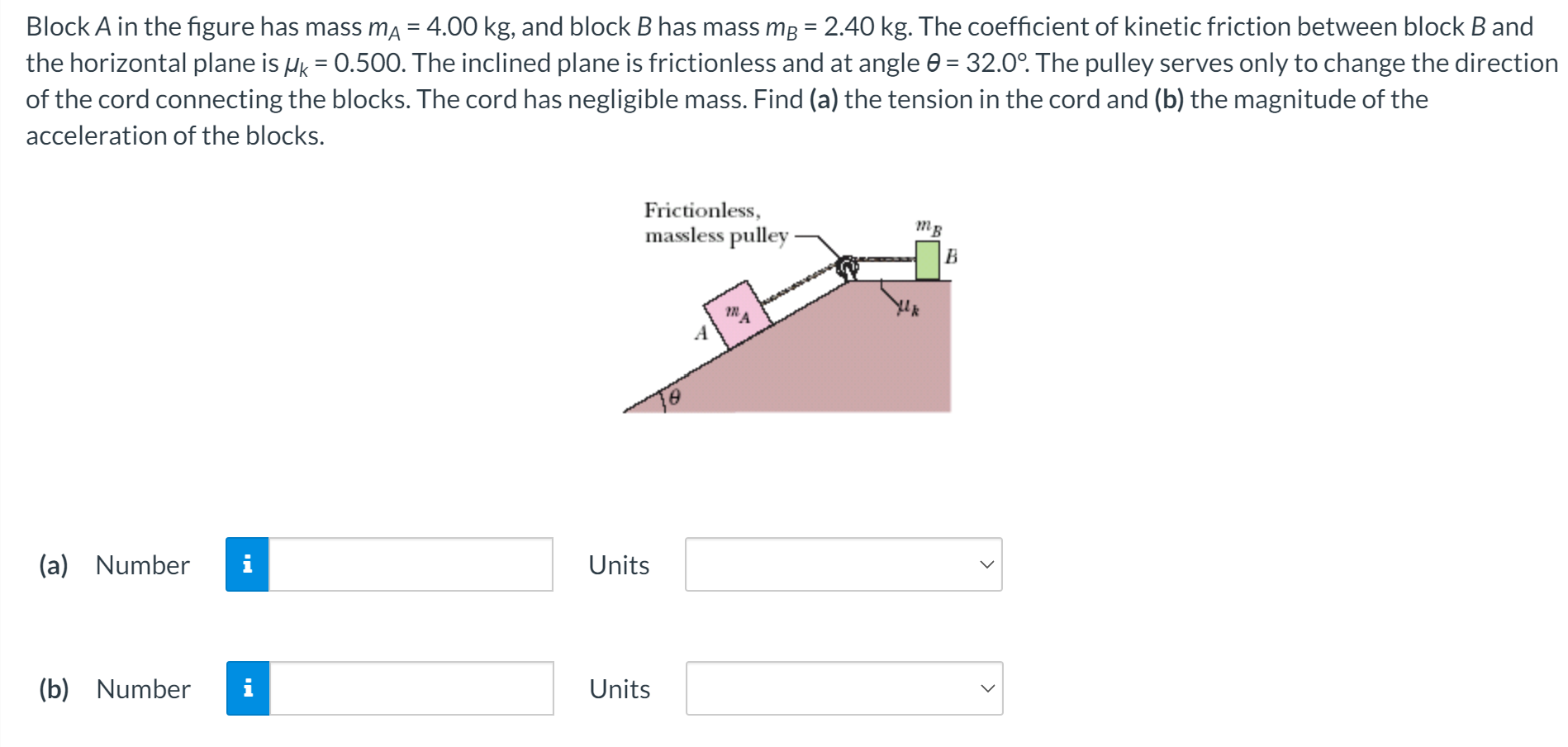 Solved Block A In The Figure Has Mass Ma = 4.00 Kg, And | Chegg.com