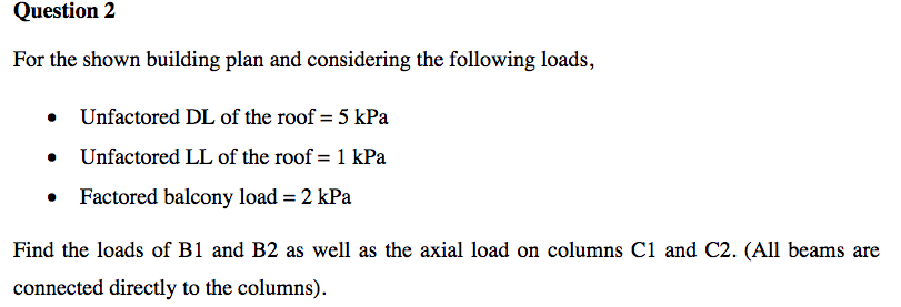 Solved Question 2 For The Shown Building Plan And | Chegg.com