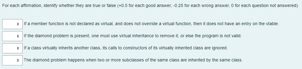 Solved THIS IS FOR C++. True or false for each | Chegg.com