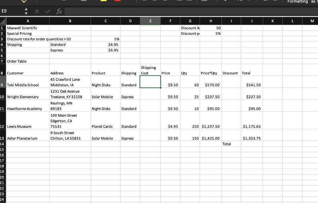 Solved Can someone please help me with this Excel | Chegg.com
