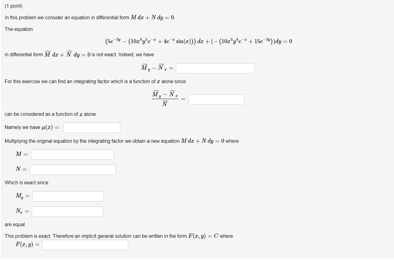 Solved 1 Point In This Problem We Consider An Equation Chegg Com