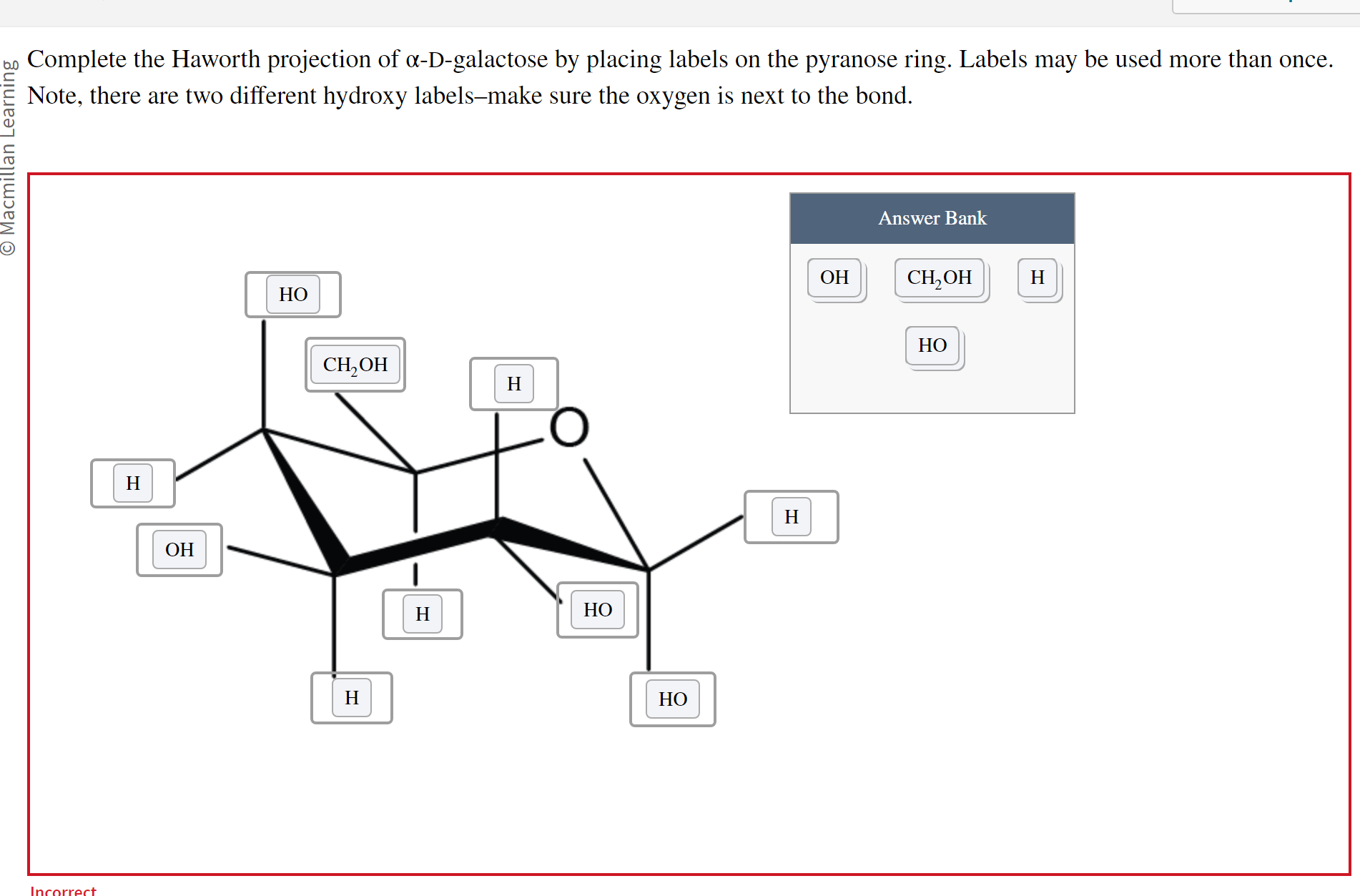 Solved Complete the Haworth projection of α-D-galactose by | Chegg.com