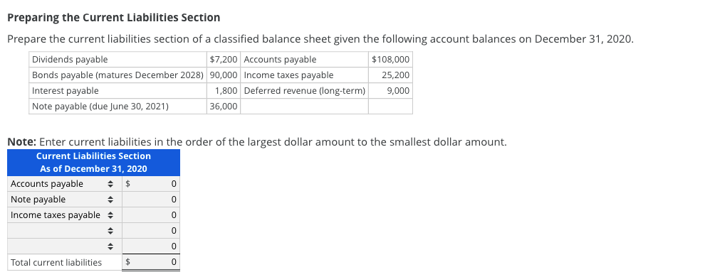 Solved Preparing the Current Liabilities Section Prepare the | Chegg.com
