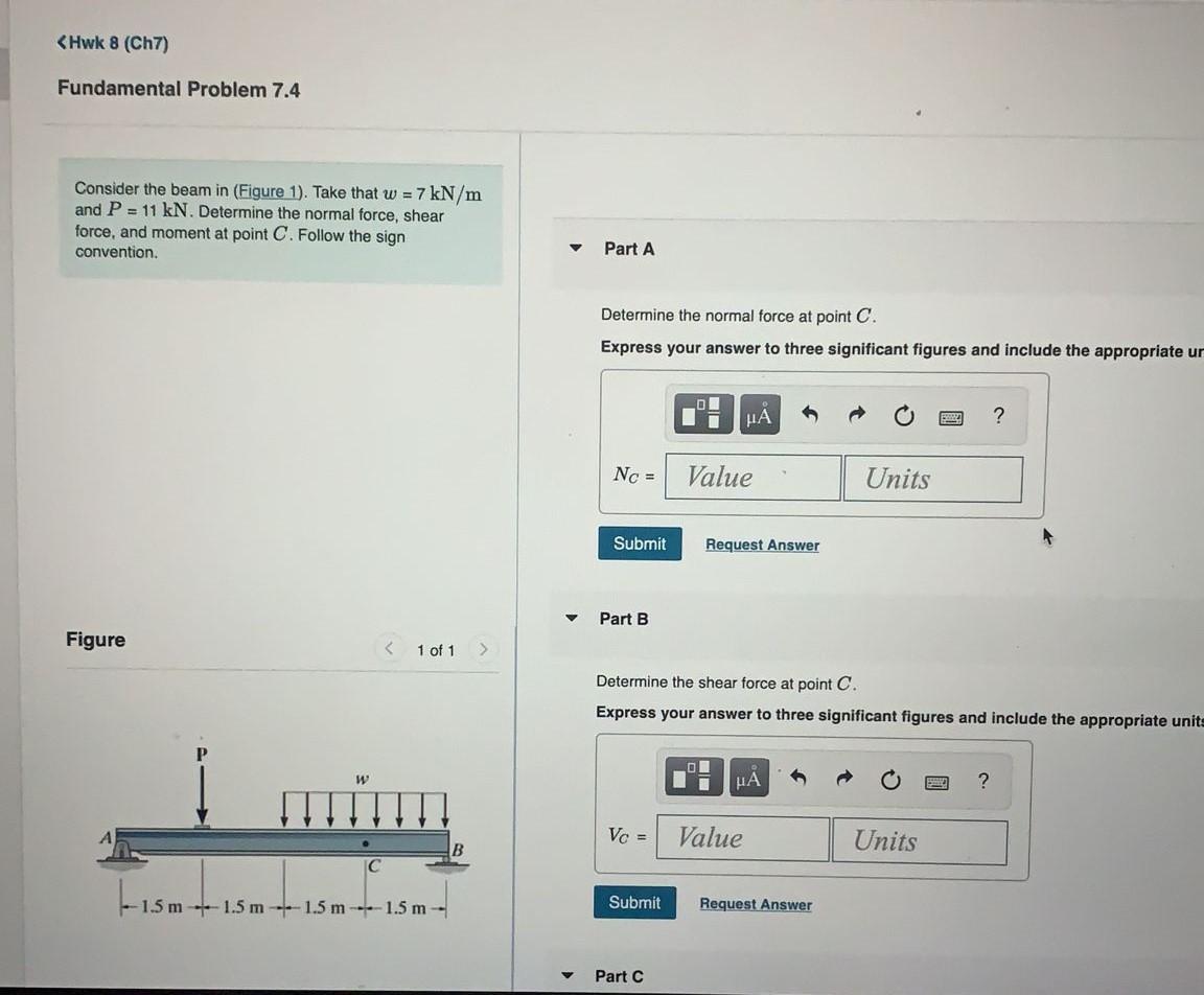 Solved Hwk 8 (Ch7) Fundamental Problem 7.4 Consider The Beam | Chegg.com