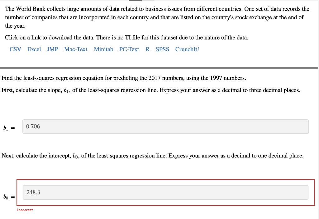 Solved The World Bank collects large amounts of data related