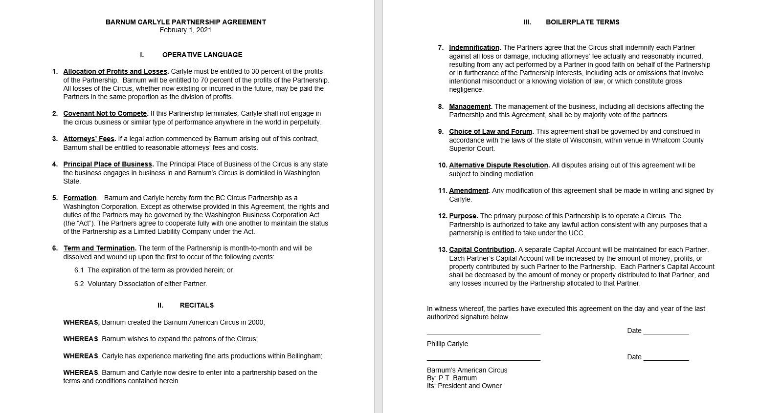 Task 1: Revise the Barnum Carlyle Partnership | Chegg.com
