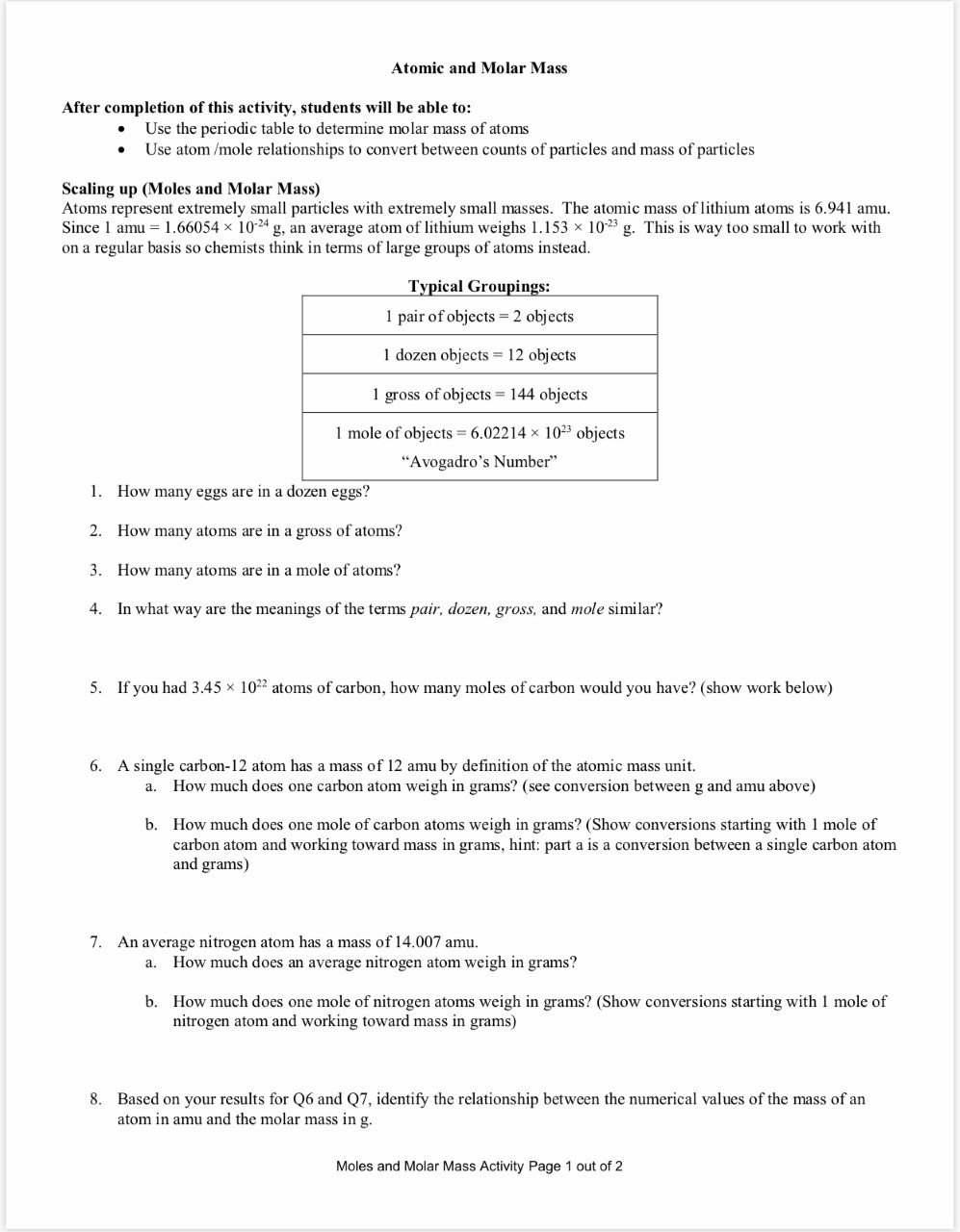atomic mass unit conversion