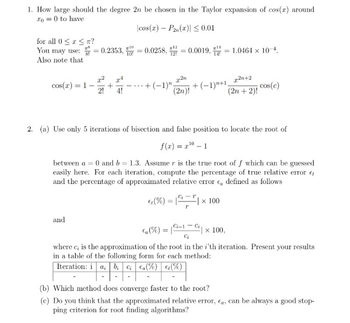 Solved 1. How large should the degree 2n be chosen in the | Chegg.com