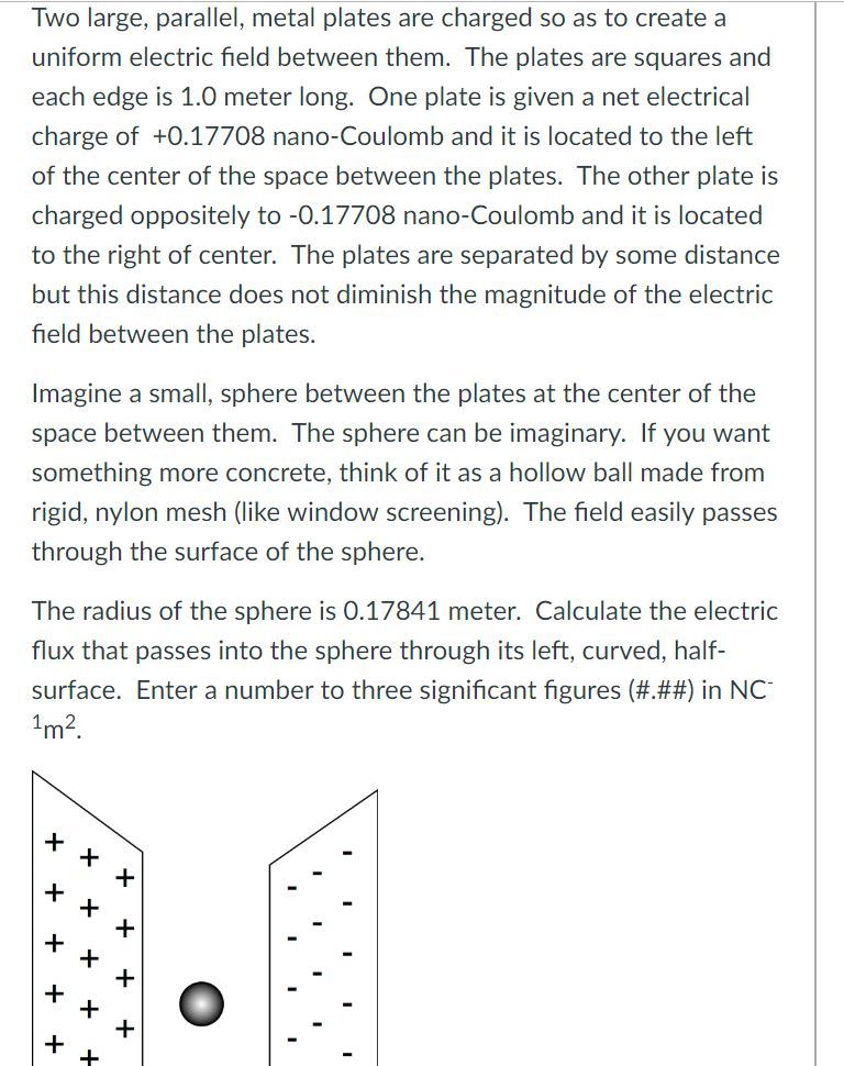 Solved Two large, parallel, metal plates are charged so as | Chegg.com