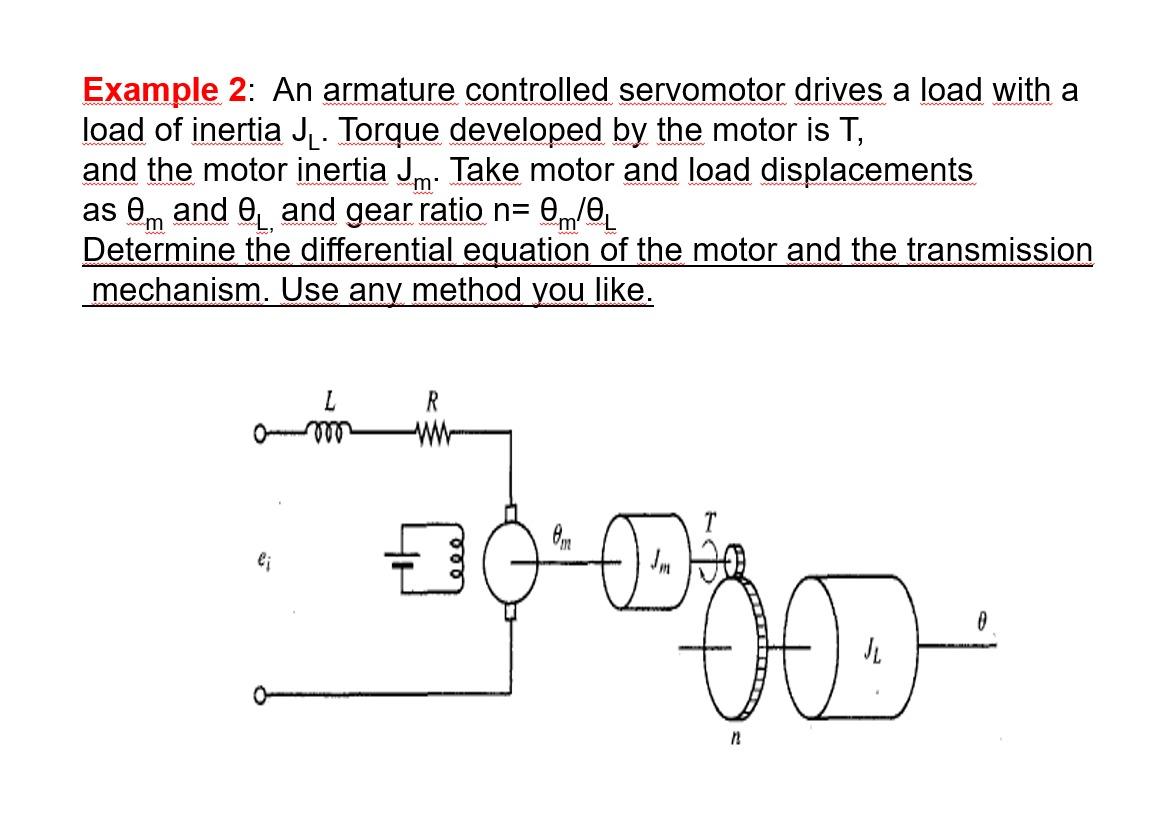 Solved Example 2: An armature controlled servomotor drives a | Chegg.com