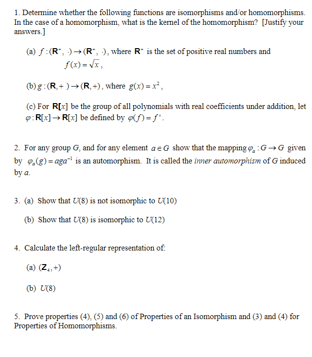 Solved 1. Determine Whether The Following Functions Are | Chegg.com