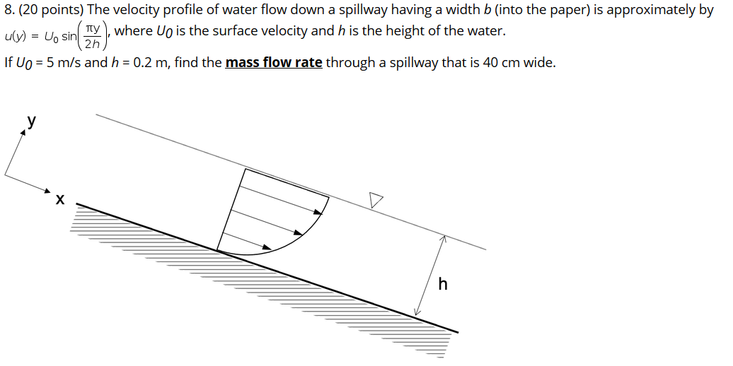 Solved 8. (20 points) The velocity profile of water flow | Chegg.com