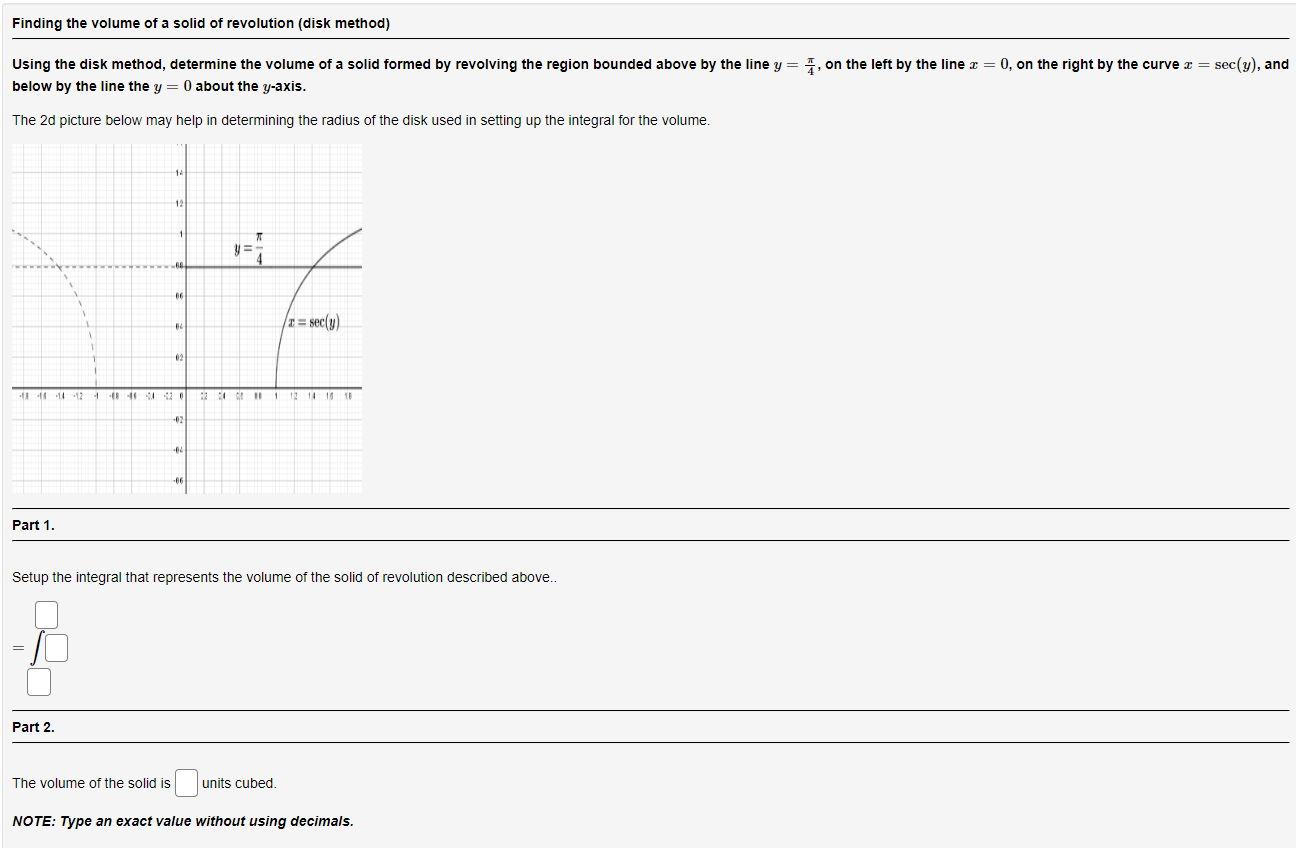 Solved Finding The Volume Of A Solid Of Revolution (disk | Chegg.com