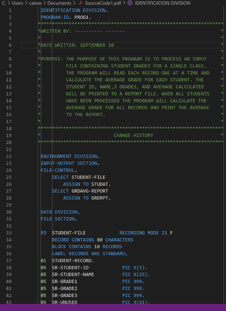 Cobol programming exercises