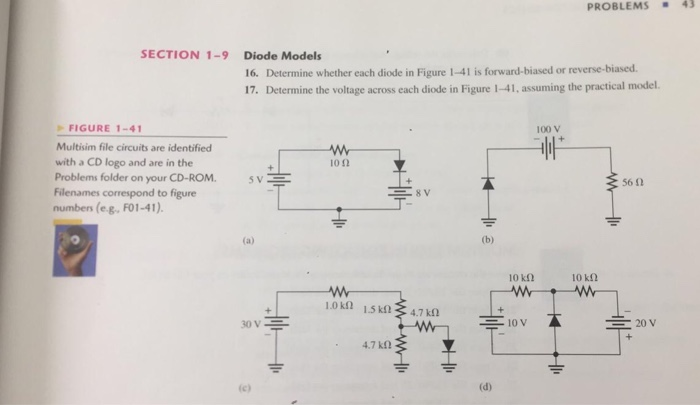 Solved PROBLEMS43 SECTION 1-9 Diode Models 16. Determine | Chegg.com