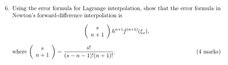 Solved 6. Using the error formula for Lagrange | Chegg.com