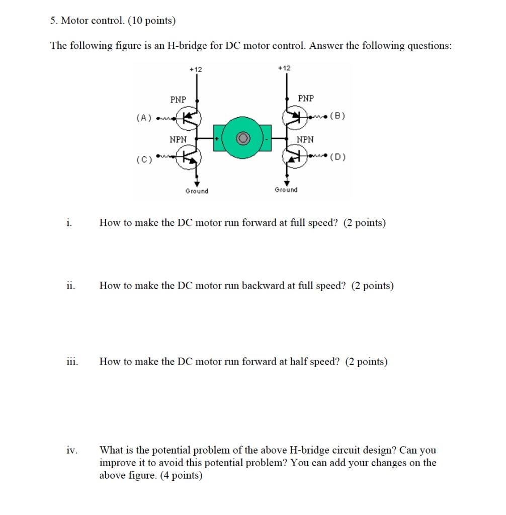 5. Motor control. (10 points) The following figure is | Chegg.com