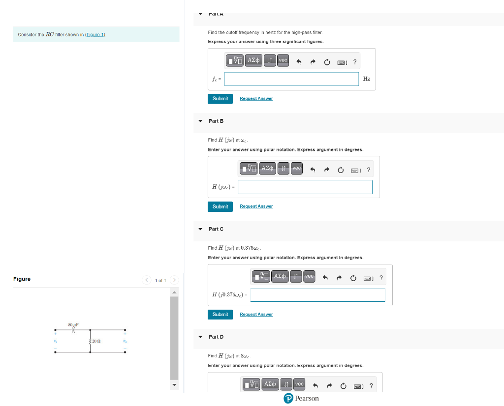 Solved Consider the RC filter shown in (Figure 1). Figure 80 | Chegg.com