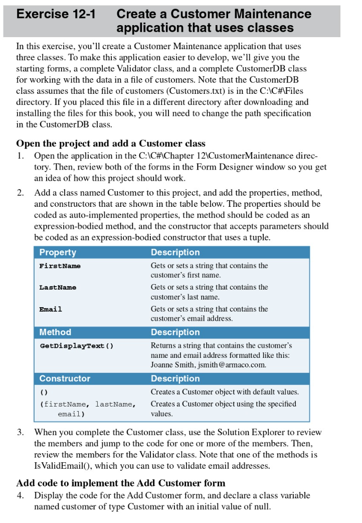 Solved in visual studio, c # Open the project and add an | Chegg.com