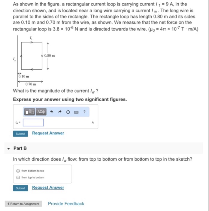 Solved As Shown In The Figure A Rectangular Current Loop Is 3020