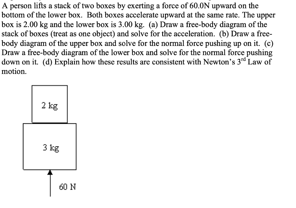 Solved A person lifts a stack of two boxes by exerting a | Chegg.com