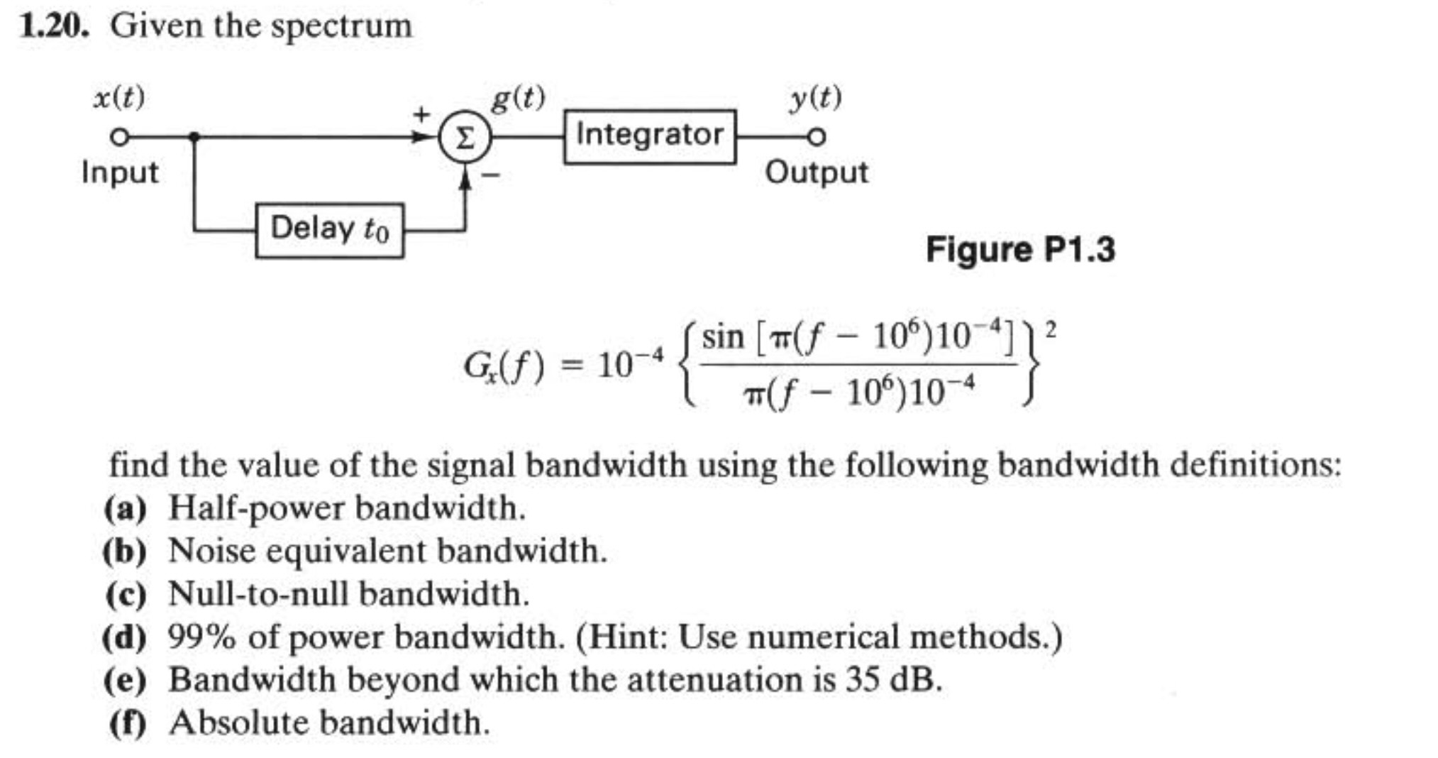 Solved 1.20. Given the spectrum Figure P1.3 | Chegg.com